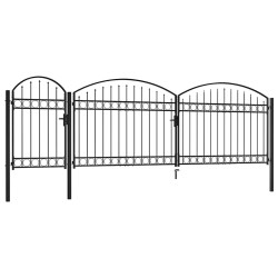 Portail de jardin Assen avec arc en acier noir 1,25 m x 5 m 549680549680