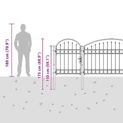 Portail de jardin Assen avec arc en acier noir 1,25 m x 5 m 549680549680