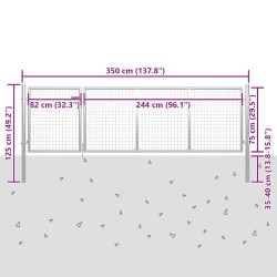Portail de jardin en acier 350 x 75 cm argenté 549683549683