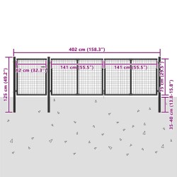 Portail de jardin en acier 400 x 75 cm anthracite 549700549700
