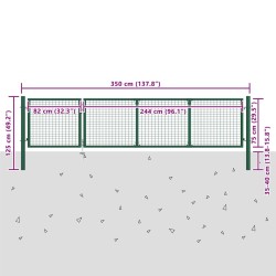 Portail de jardin en acier vert 350 x 100 cm 549712549712