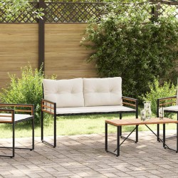 Banc à couches en bois avec coussin Uni Crème 114 x 55 x 77 cm 549720549720