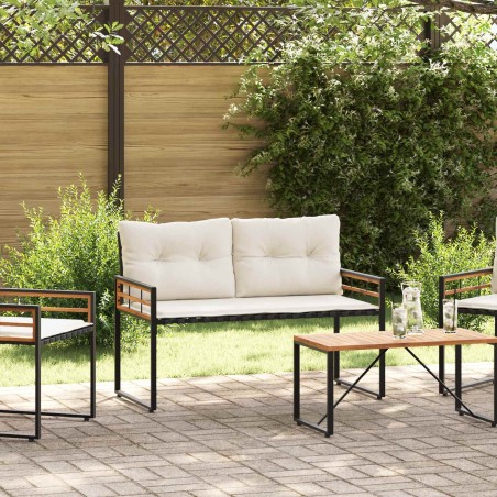 Banc à couches en bois avec coussin Uni Crème 114 x 55 x 77 cm 549720549720