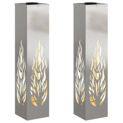 Lumière de chemin LED solaire 2 pcs Argenté Acier inoxydable 549733549733
