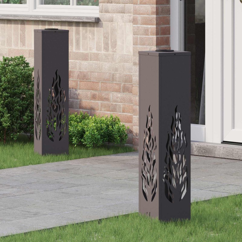 Lumière de chemin LED solaire 2 pcs Noir Acier laminé à froid 549735549735