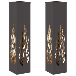 Lumière de chemin LED solaire 2 pcs Noir Acier laminé à froid 549735549735