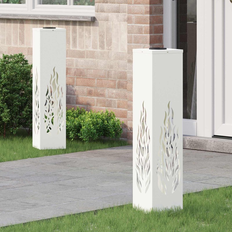 Lumière de chemin LED solaire 2 pcs Blanc Acier laminé à froid 549736549736