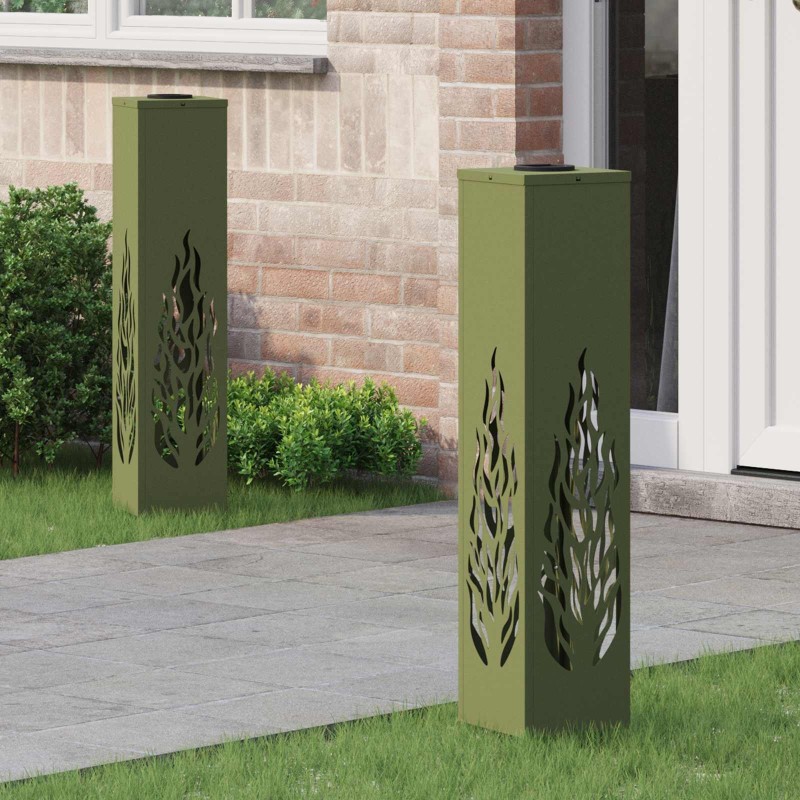 Lumière de chemin LED solaire 2 pcs Vert olive 549738549738