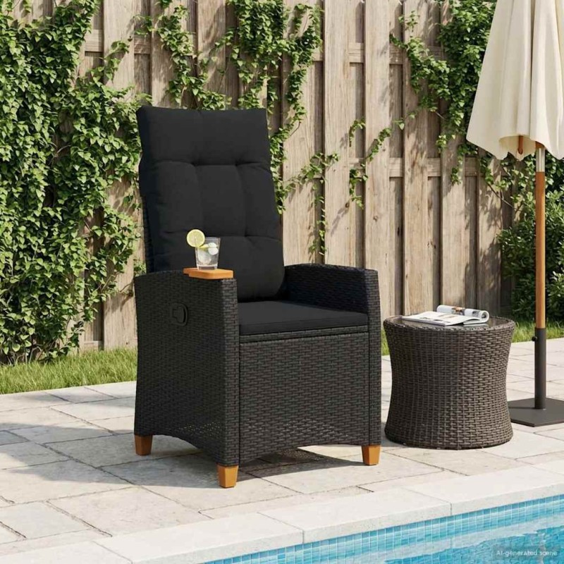 Chaise inclinable avec plateau à thé Noir 62 x 64 x 112 cm 549750549750