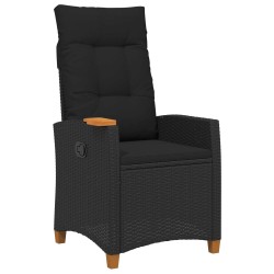 Chaise inclinable avec plateau à thé Noir 62 x 64 x 112 cm 549750549750