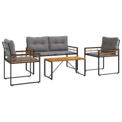 Ensemble de meubles d'extérieur avec coussin 4 pcs Gris clair 549762549762