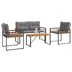 Ensemble de meubles d'extérieur avec coussin 4 pcs Gris clair 549762549762