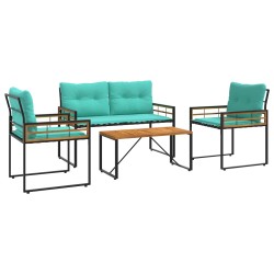 Ensemble de meubles d'extérieur avec coussin 4 pcs Turquoise 549763549763