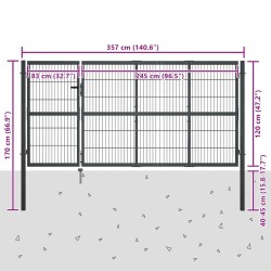 Portail de jardin avec poteaux en acier 350 x 120 cm anthracite 549771549771