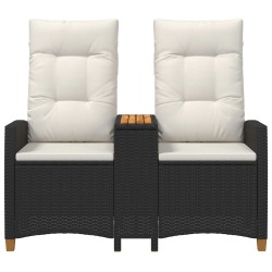 Banc inclinable avec table Noir et blanc crème polyrotin 549778549778