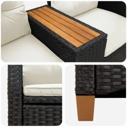 Banc inclinable avec table Noir et blanc crème polyrotin 549778549778