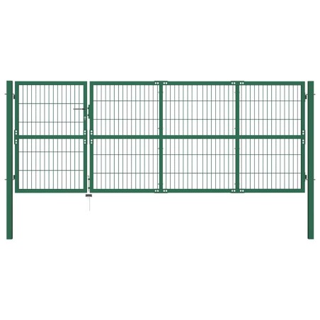 Portail de jardin avec poteaux 350 x 120 cm, acier vert 549783549783