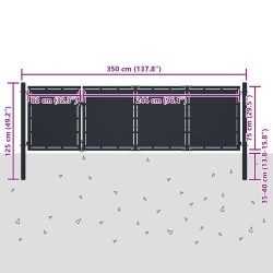 Portail de jardin en acier 350 x 75 cm anthracite 549786549786