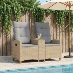 Banc inclinable avec table Beige et Gris clair polyrotin 549792549792