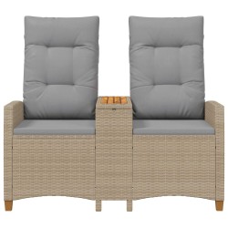 Banc inclinable avec table Beige et Gris clair polyrotin 549792549792