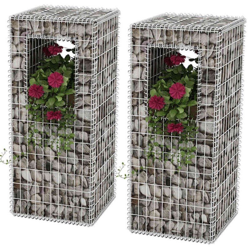 Jardinière/Poteau de panier gabion 2 pcs Acier 50x50x120 cm 549799549799