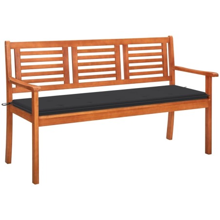 Banc de jardin 3 places avec coussin 150 cm Bois d'eucalyptus 549808549808