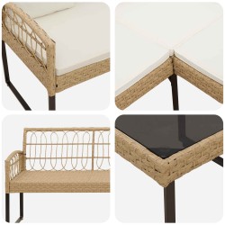 Ensemble de canapé de jardin avec coussin 2 pcs Naturel 549811549811