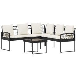 Ensemble de canapé de jardin avec coussin 2 pcs Noir et Crème 549812549812