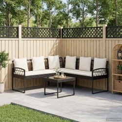 Ensemble de canapé de jardin avec coussin 2 pcs Noir et Crème 549812549812