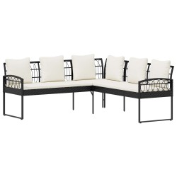 Ensemble de canapé de jardin avec coussin 2 pcs Noir et Crème 549812549812