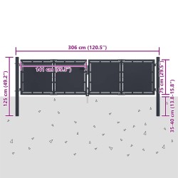 Portail de jardin en acier 300 x 75 cm anthracite 549827549827