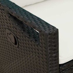 Banc de jardin avec oreiller Noir et Crème 105 x 60 x 112 cm 549841549841