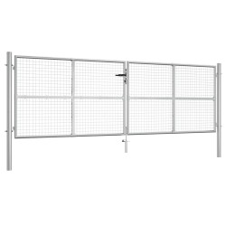 Portail de jardin en acier galvanisé 400 x 125 cm argent 549842549842