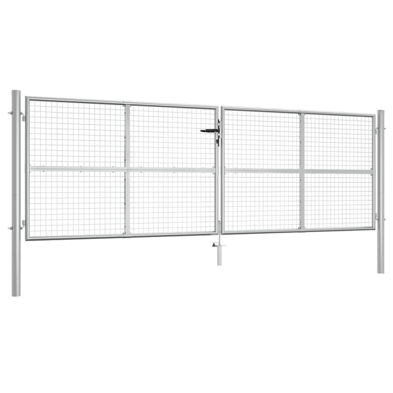 Portail de jardin en acier galvanisé 400 x 125 cm argent 549842549842