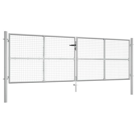 Portail de jardin en acier galvanisé 400 x 125 cm argent 549842549842