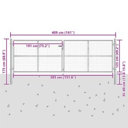 Portail de jardin en acier galvanisé 400 x 125 cm argent 549842549842