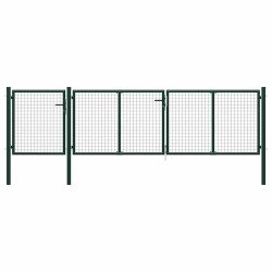 Portail de jardin en acier vert 400 x 100 cm 549843549843