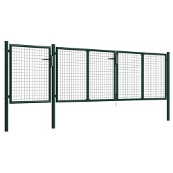 Portail de jardin en acier vert 400 x 100 cm 549843549843
