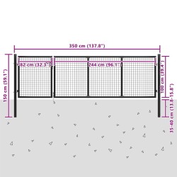 Portail de jardin en acier 350 x 100 cm anthracite 549846549846