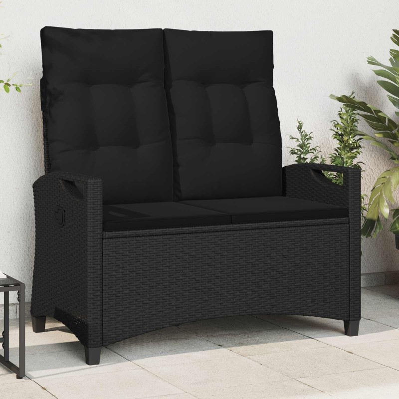 Banc de jardin Noir 105 x 60 x 112 cm Acier et Polyester 549854549854