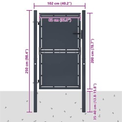 Portail de jardin en acier 100x200 cm anthracite 549856549856