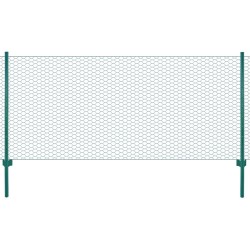 Clôture en grillage métallique avec poteaux Acier 25x0,75m Vert 549862549862