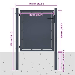 Portail de jardin en acier 100x100 cm anthracite 549865549865