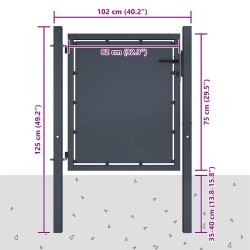 Portail de jardin en acier 100 x 75 cm anthracite 549883549883