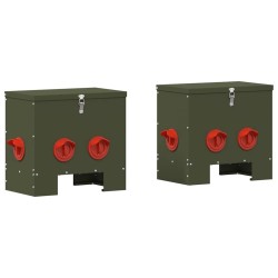 Mangeoire pour poules 2 pcs Vert olive 40,5 x 25 x 38 cm 549885549885