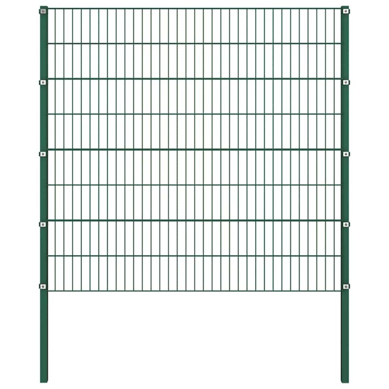Panneau de clôture avec poteaux en fer 176,5 x 160 cm Vert 549923549923