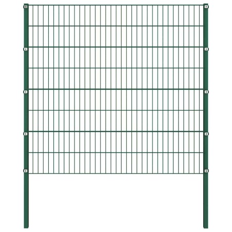 Panneau de clôture avec poteaux en fer 176,5 x 160 cm Vert 549923549923