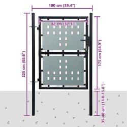 Portail de clôture noir à une porte 100x175 cm 549926549926