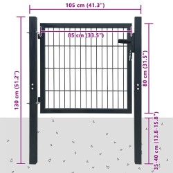 Portail de clôture 2D (simple) Gris anthracite 100x80 cm 549927549927
