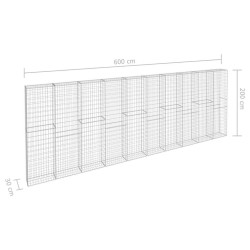 Mur à gabion avec couvercles Acier galvanisé 600x30x200 cm 549936549936
